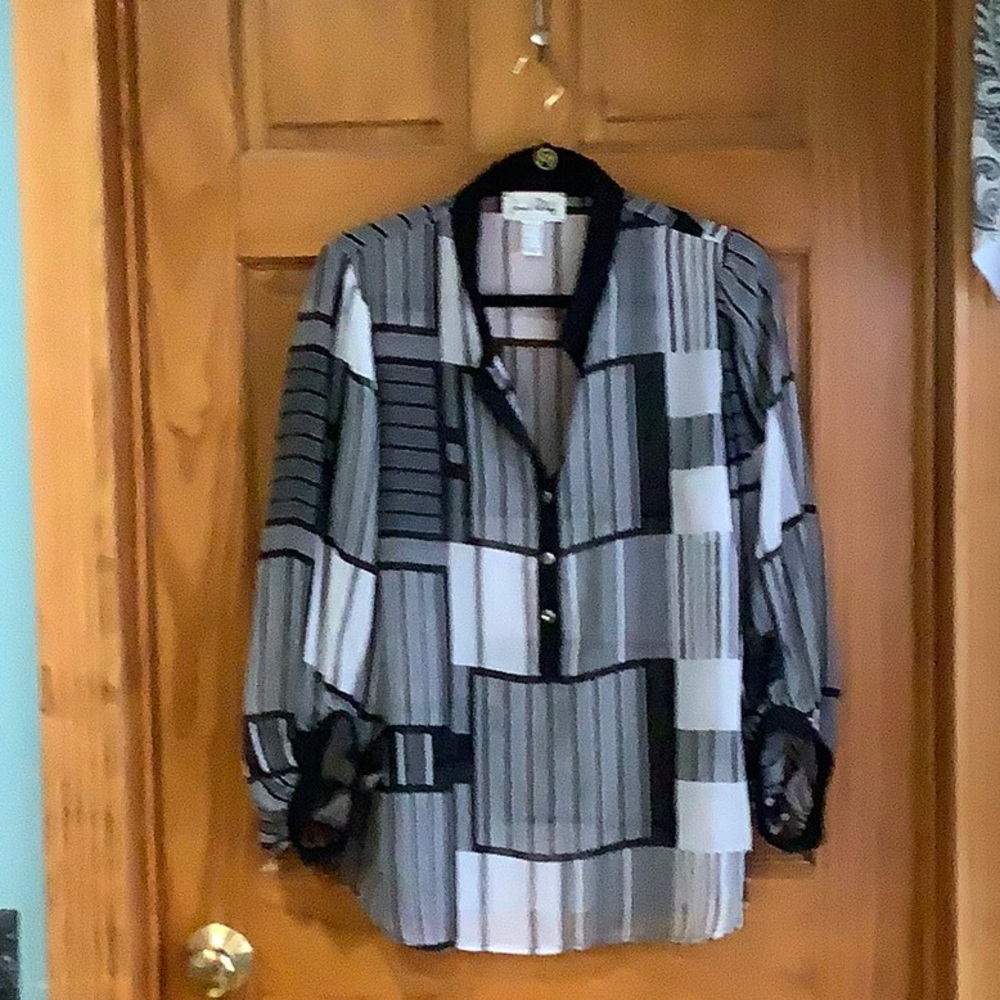 Josep Ribkoff black and white sheer blouse